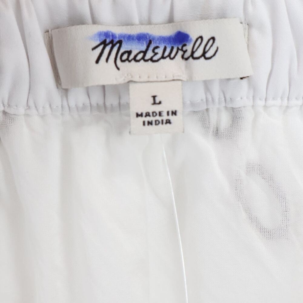 NWT Madewell Embroidered 100% Cotton Poplin Midi Skirt White Brown Size Large - Picture 9 of 11